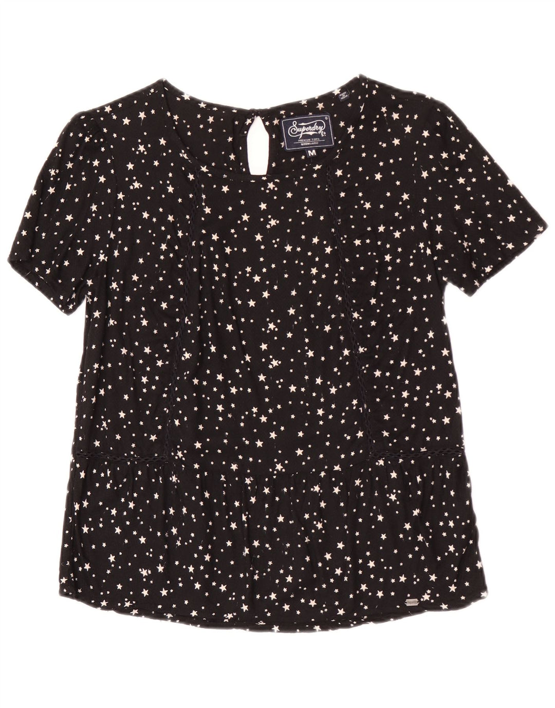 Bluză Superdry Femei Top UK 12 Medium Black Spotted Viscose
