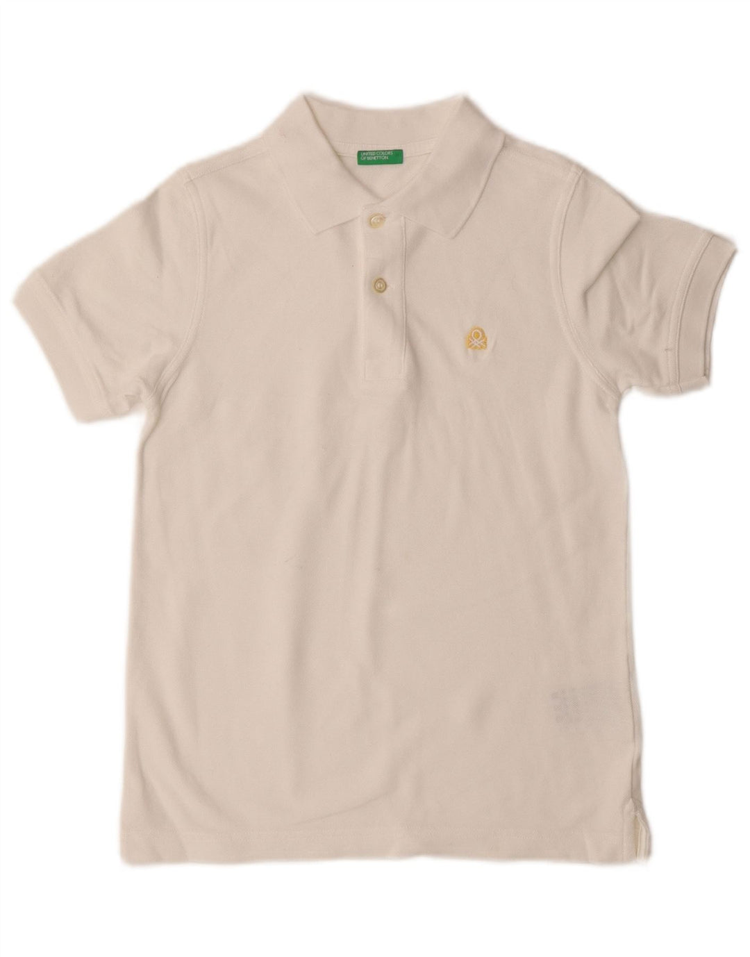 Tricou Polo Benetton Băieți 7-8 Ani Bumbac Alb Mediu