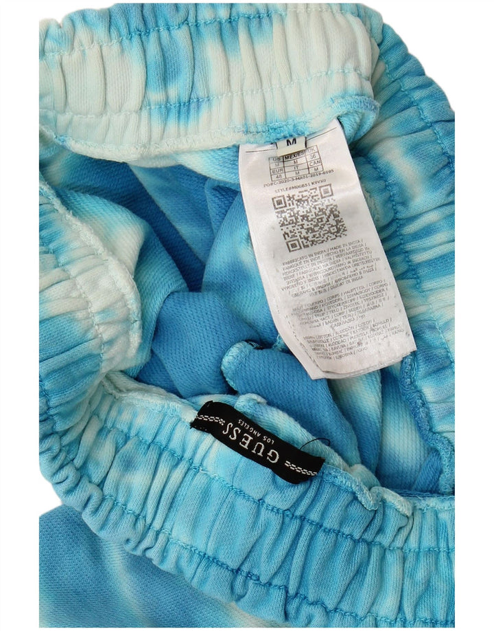 Pantaloni scurți sport Guess pentru bărbați, din bumbac cu vopsea cravată, albastru mediu