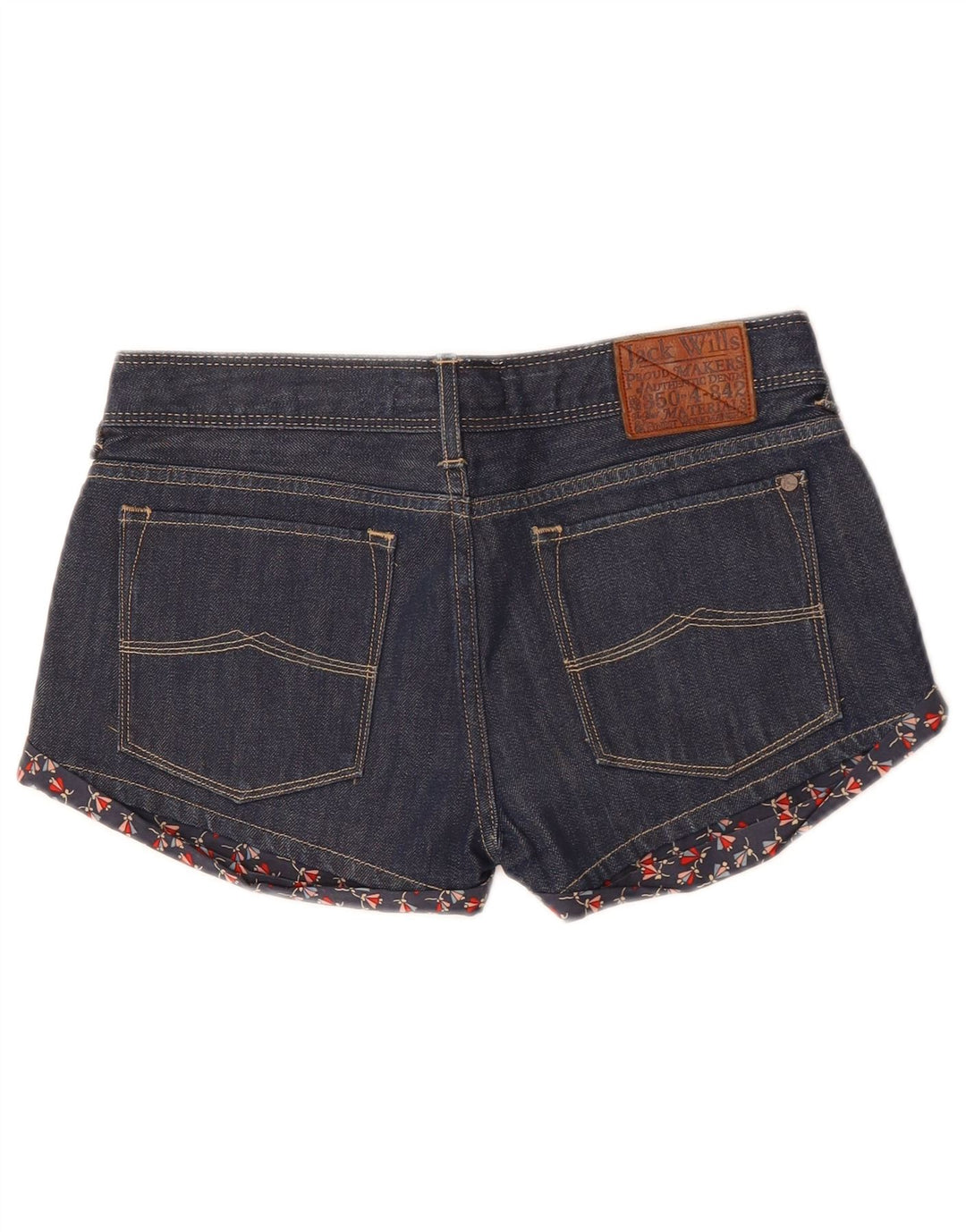 JACK WILLS Pantaloni scurți din denim pentru femei UK 8 Small W28 Bleumarin Floral