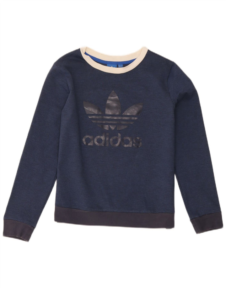 Pulover de hanorac grafic Adidas pentru femei UK 12 Medium Bleumarin Colorblock