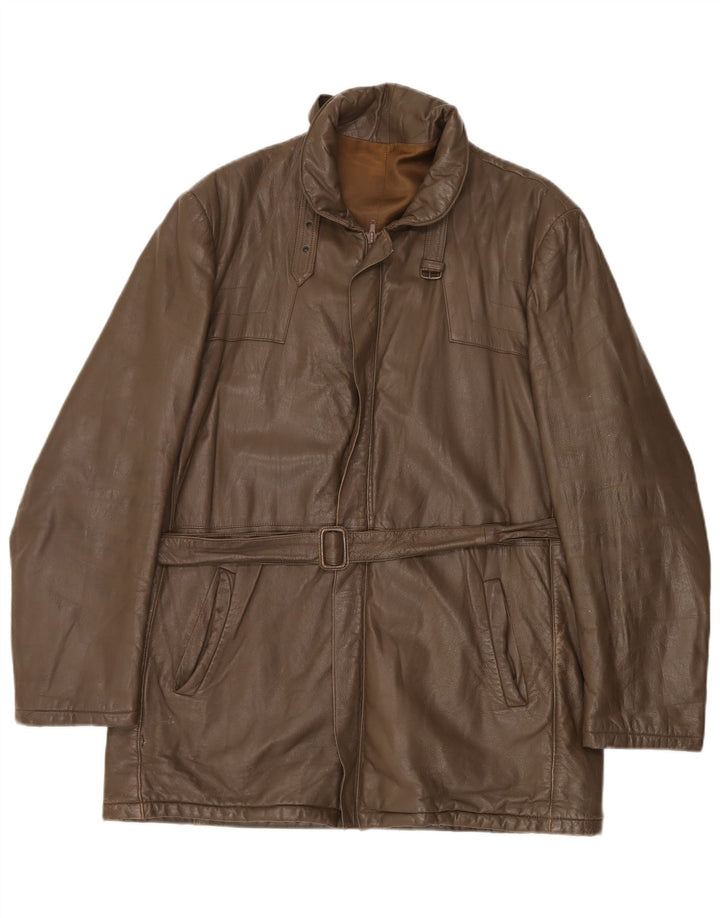 Jachetă din piele vintage pentru bărbați IT 52 XL din piele maro