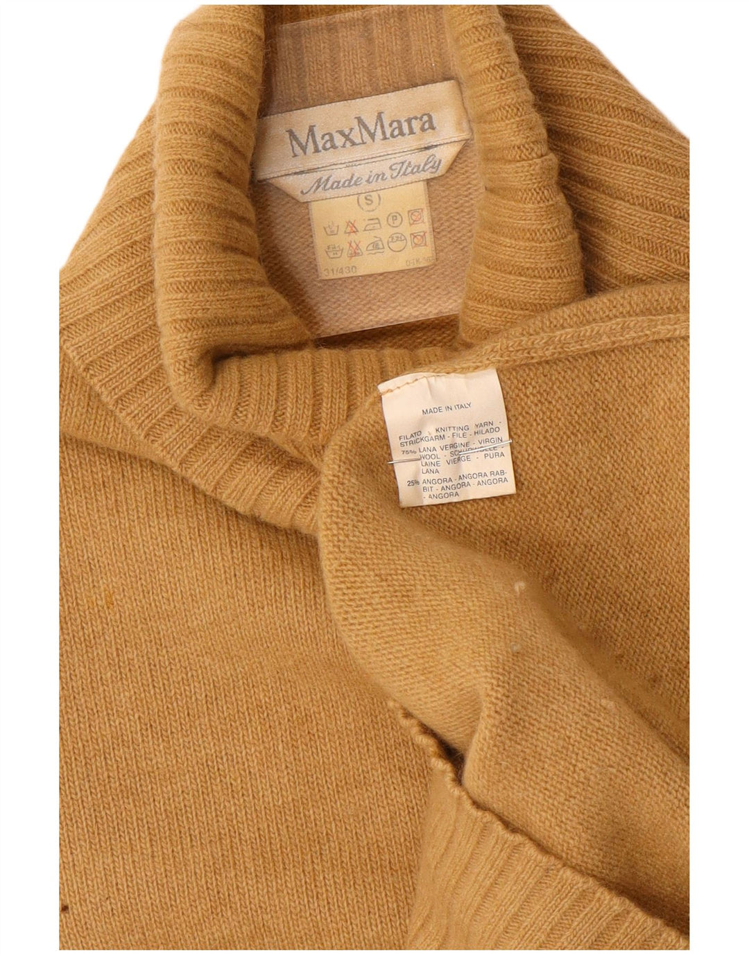 MAX MARA Pulover supradimensionat cu gât rulat pentru femei UK 10 Lână maro mică