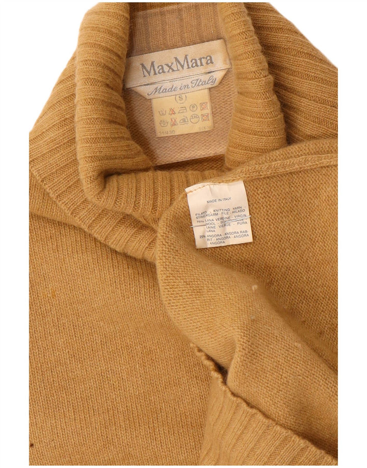 MAX MARA Pulover supradimensionat cu gât rulat pentru femei UK 10 Lână maro mică