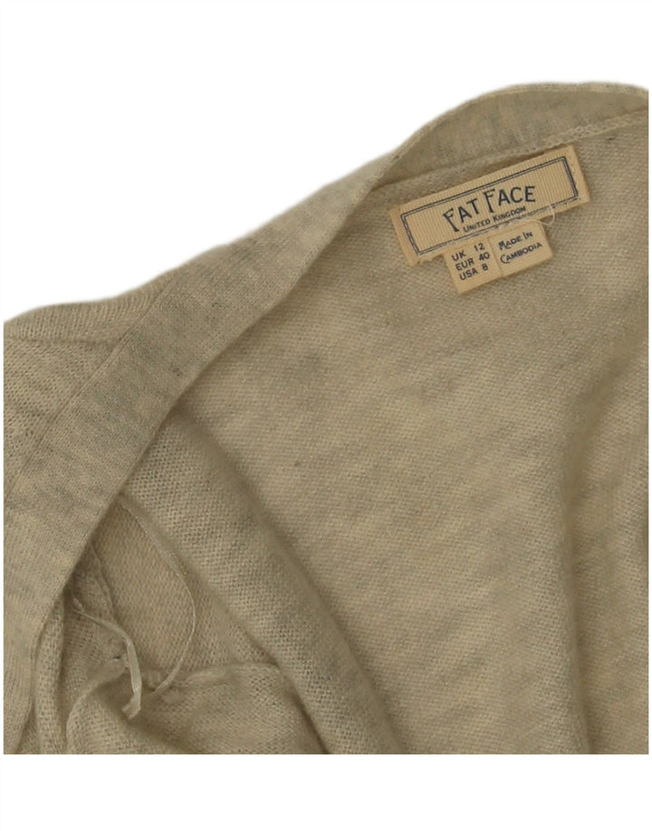 Pulover cardigan deschis pentru femei Fat Face UK 12 Lână gri mediu