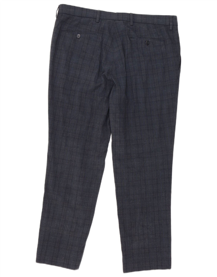 Pantaloni de costum slim pentru bărbați Marks & Spencer L36 L29 bleumarin Check