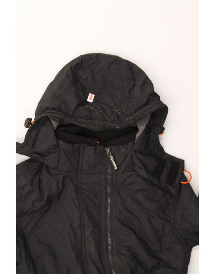 SUPERDRY Womens Windcheater Hooded Windbreaker Jacket UK 14 Medium Black Vintage Superdry and Second-Hand Superdry from Messina Hembry 
