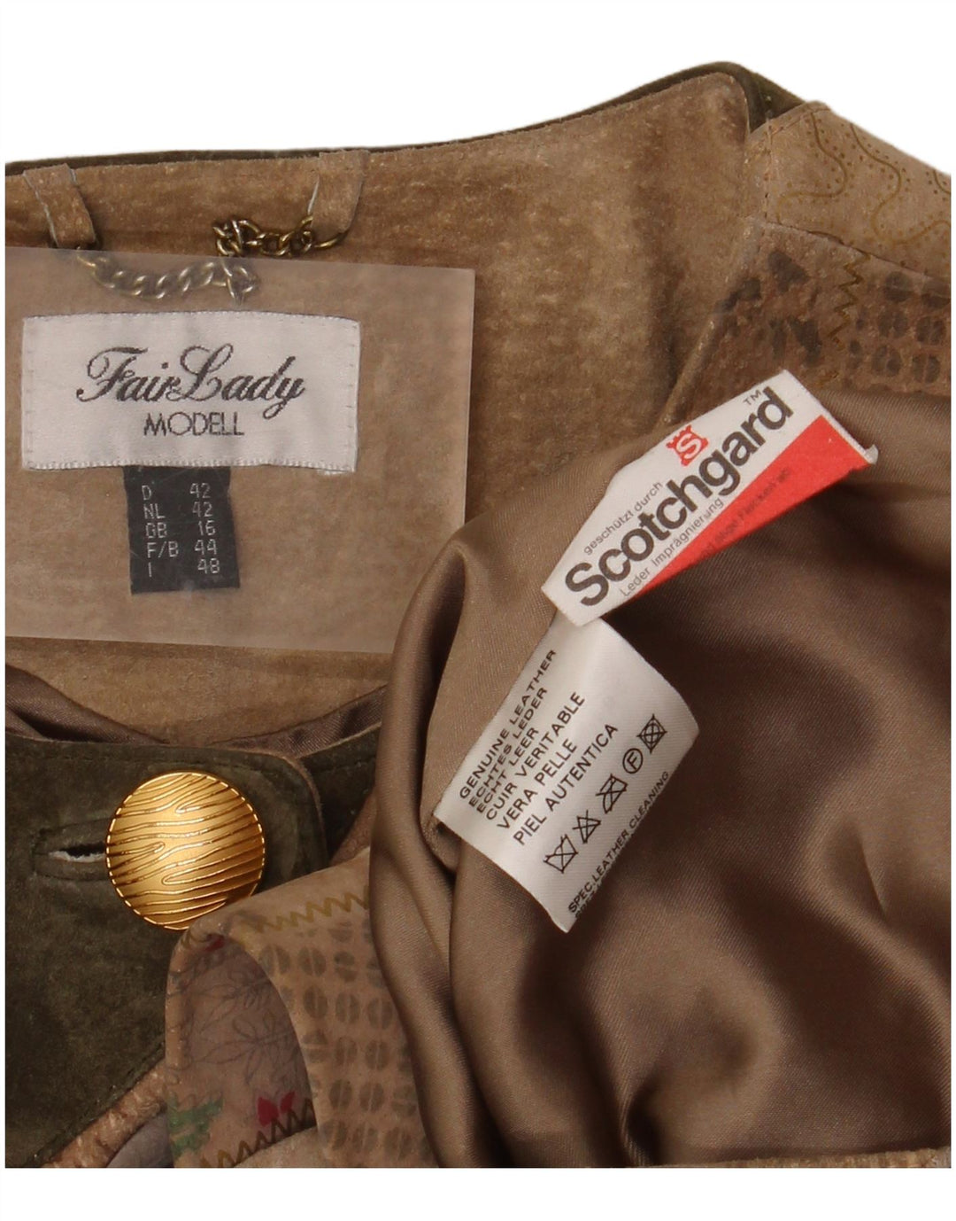 Pardesiu supradimensionat pentru femei Fair Lady UK 16, mare, bej, mozaic din piele