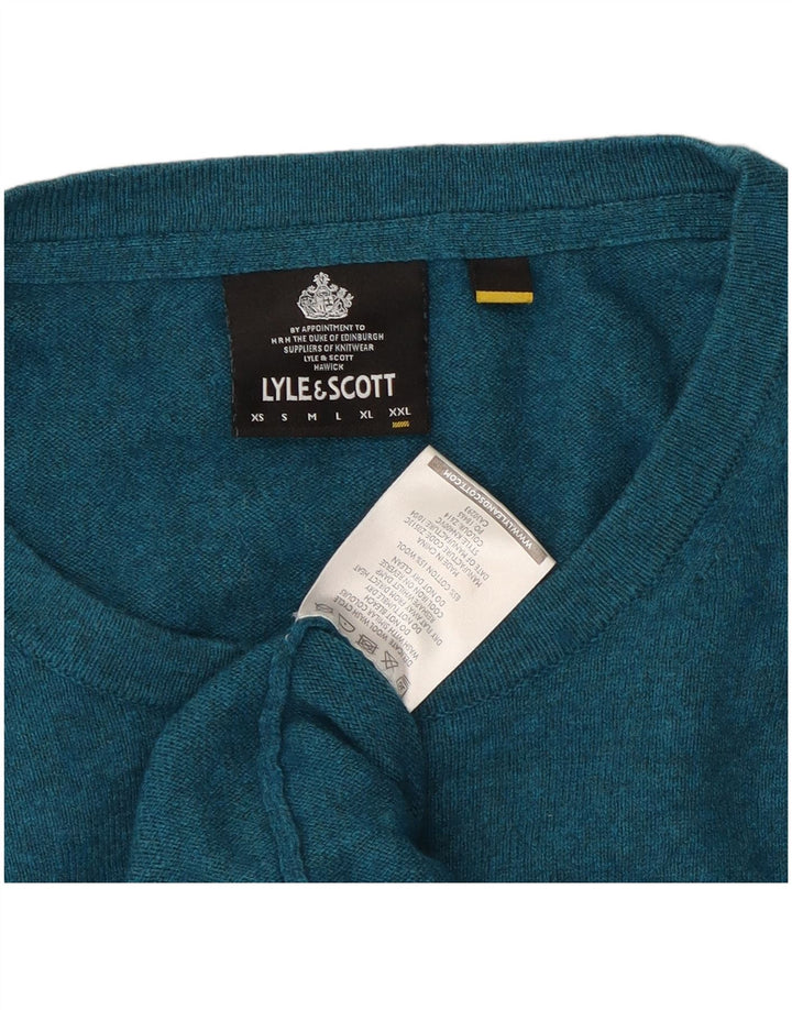 Pulover Lyle & Scott pentru bărbați, cu gât crew, bumbac albastru 2XL