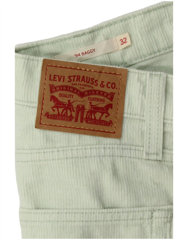 Pantaloni bărbați din velur, largi, largi, L32 L30, bumbac verde LEVI'S
