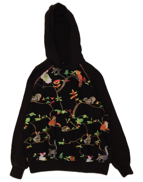 Pulover Desigual pentru damă, cu grafic supradimensionat, cu glugă, UK 10, poliester negru mic