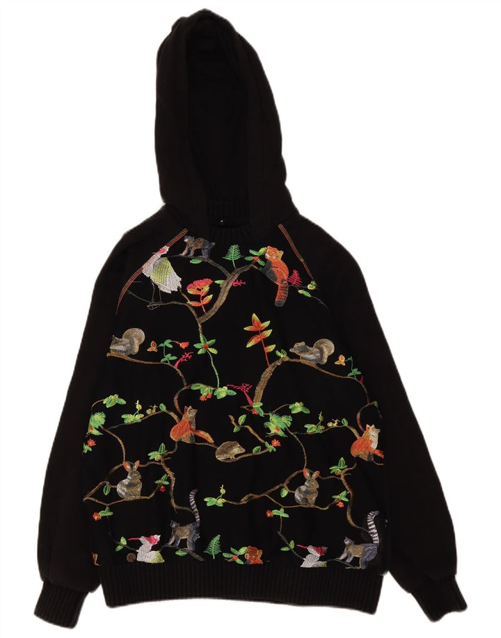 Pulover Desigual pentru damă, cu grafic supradimensionat, cu glugă, UK 10, poliester negru mic