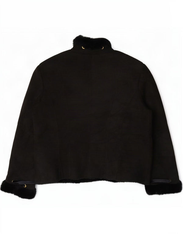 Jachetă vintage pentru femei din shearling IT 46 Large Black