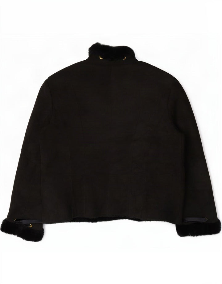 Jachetă vintage pentru femei din shearling IT 46 Large Black