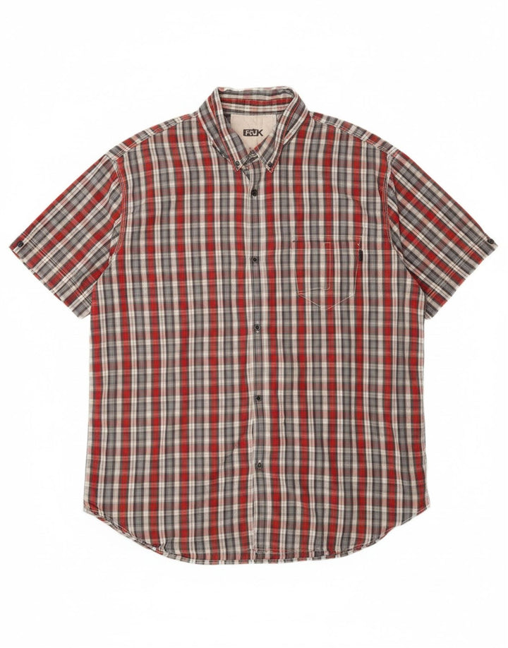 FCUK Mens Short Sleeve Shirt 2XL Multicoloured Check Cotton