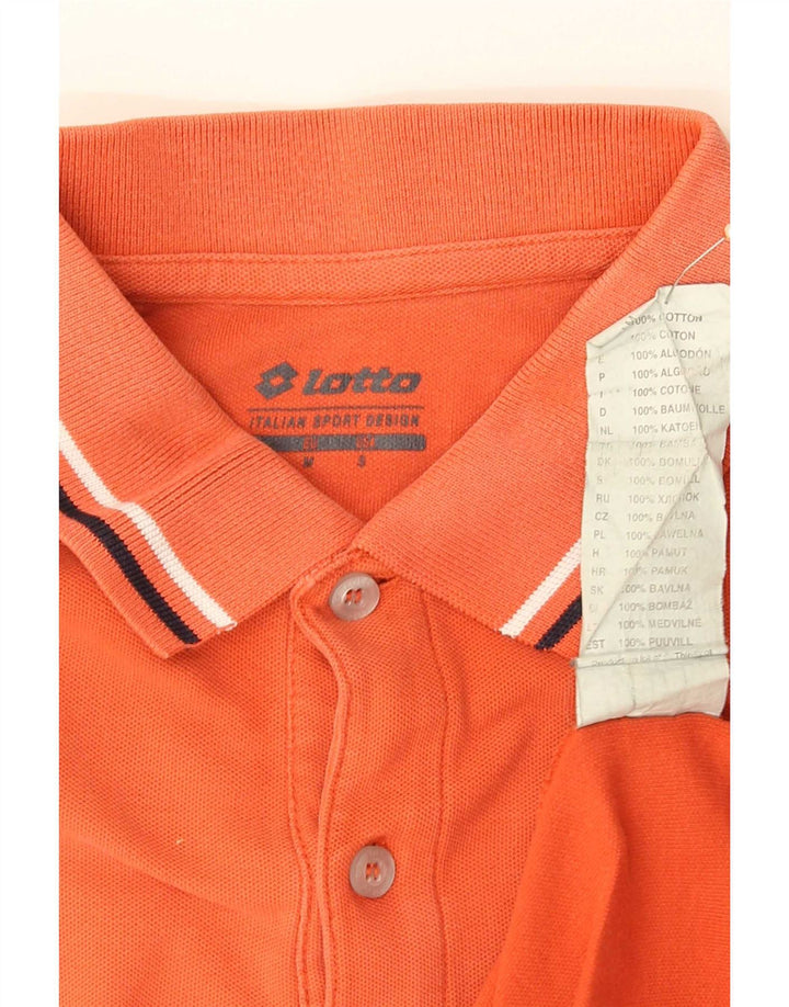 Tricou polo pentru bărbați Lotto, bumbac cu dungi portocaliu mediu