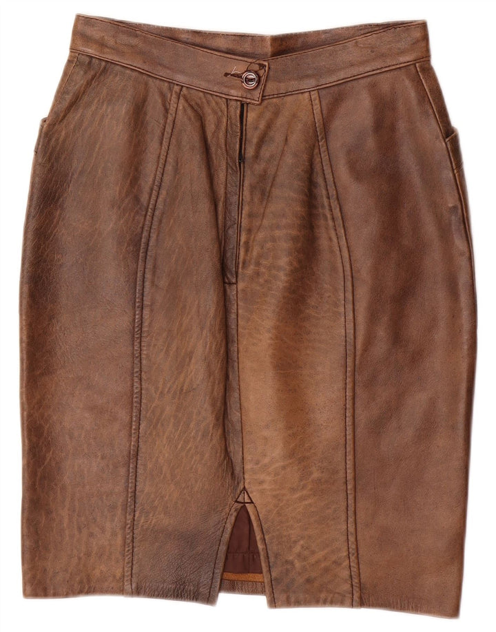 Fusta din piele vintage pentru femei IT 42 Medium W26 maro