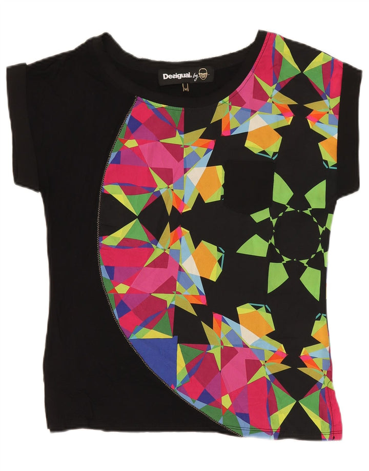 Tricou pentru femei Desigual Top UK 12 Medium Black Geometric