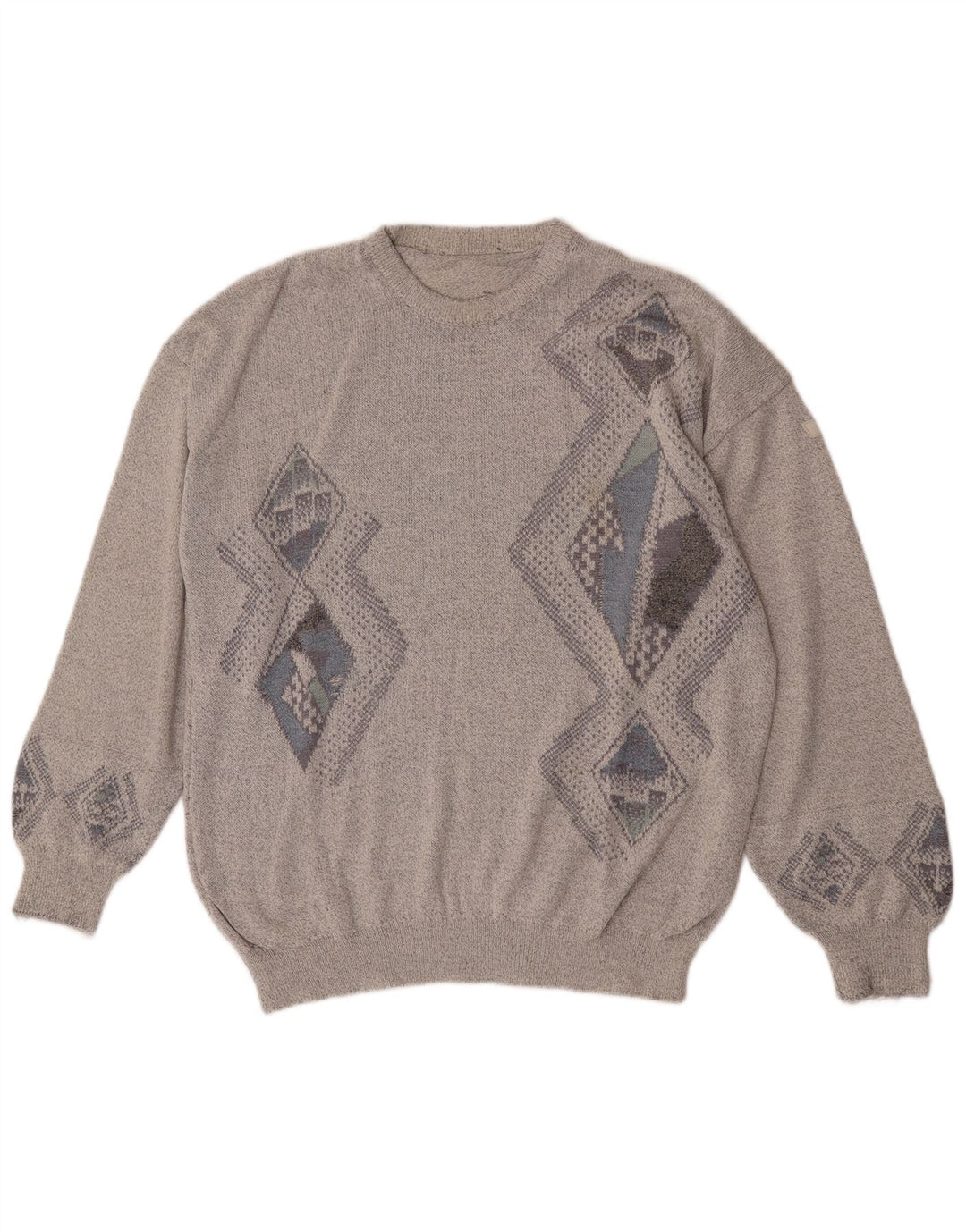 Pulover Vintage pentru bărbați, cu croială obișnuită, cu gât crew, mare, gri Argyle/Diamond