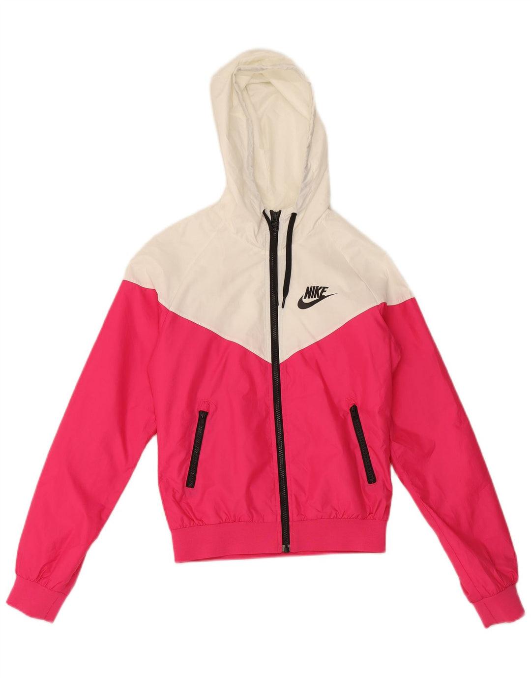 Jachetă de ploaie cu glugă Nike pentru femei UK 10, mic, roz, poliester color bloc
