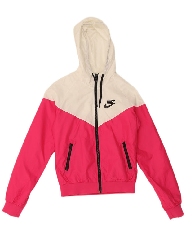 Jachetă de ploaie cu glugă Nike pentru femei UK 10, mic, roz, poliester color bloc