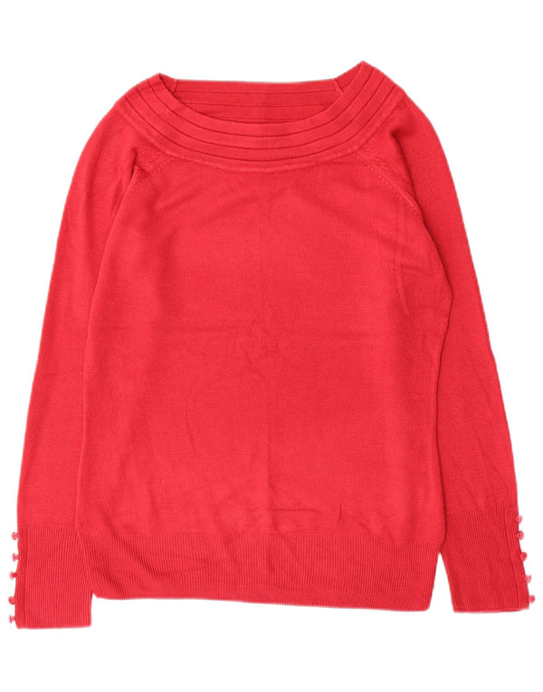 Pulover pentru femei Marks & Spencer, cu gât de barcă, UK 10 Small Red Acrylic