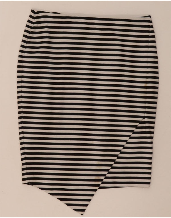 Fusta asimetrică pentru femei Marks & Spencer UK 14 mare W34 cu dungi negre