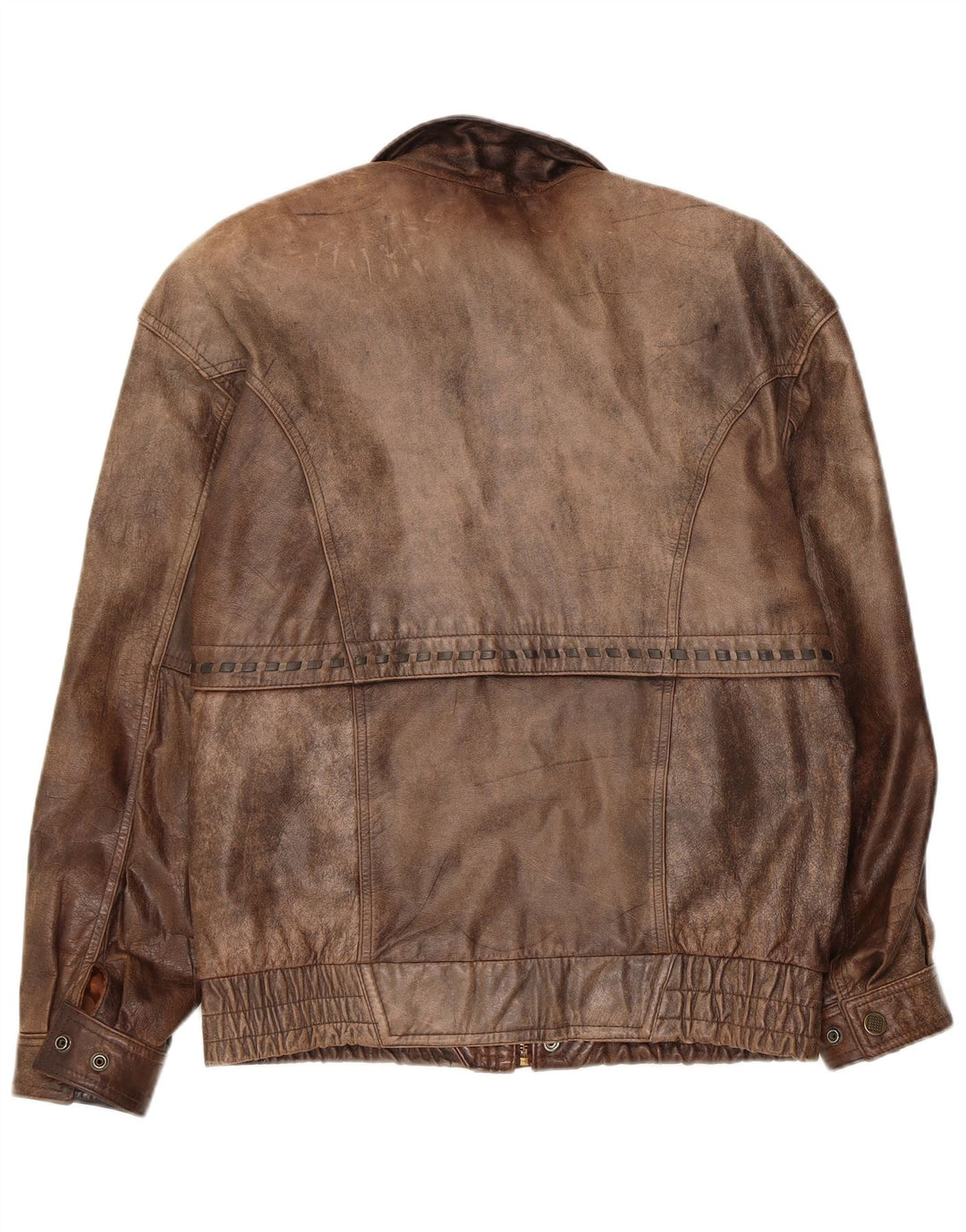 Jachetă Bomber din piele vintage pentru bărbați EU 48 din piele maro medie