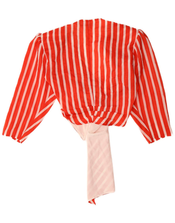 Bluză Vintage pentru femei cu mâneci 3/4 cu cravată în față IT 44 Medium Red Dunge