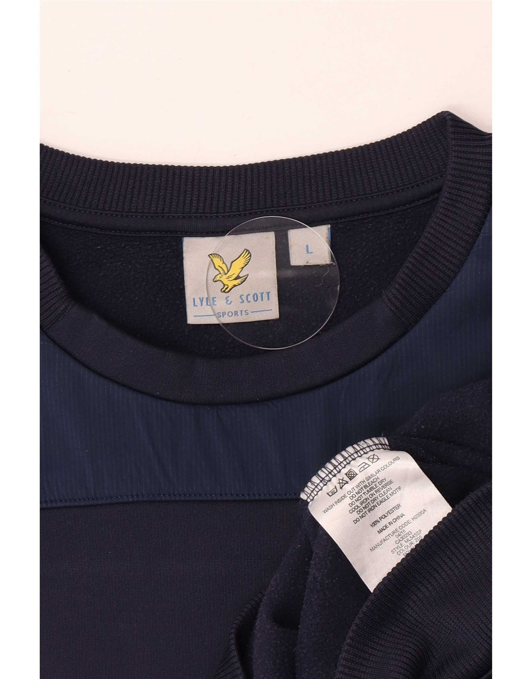 Hanorac pentru bărbați Lyle & Scott Pulover mare din poliester bleumarin