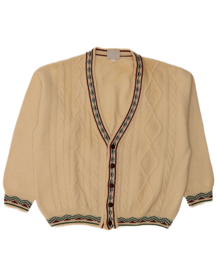 Pulover Cardigan Vintage pentru bărbați IT 52 Lână mare bej