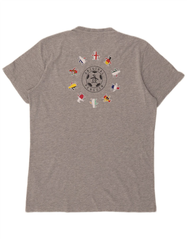 Tricou grafic pentru bărbați Penguin Top mare, gri bumbac cu pete