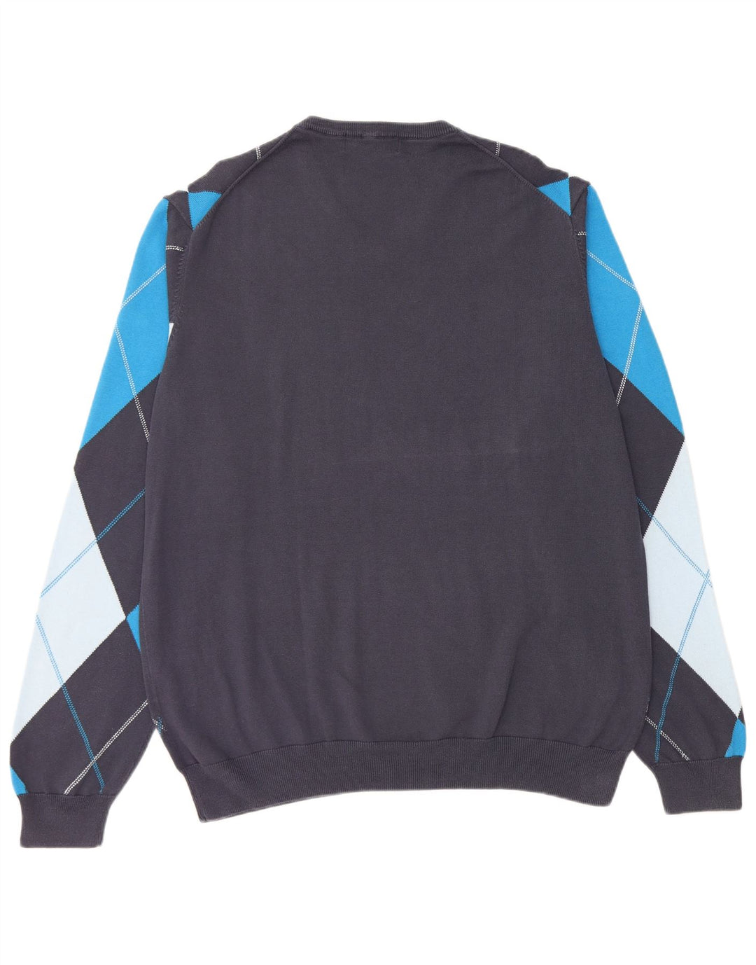 LYLE & SCOTT Pulover cu decolteu în V pentru bărbați, 2XL, albastru bleumarin Argyle/Diamond