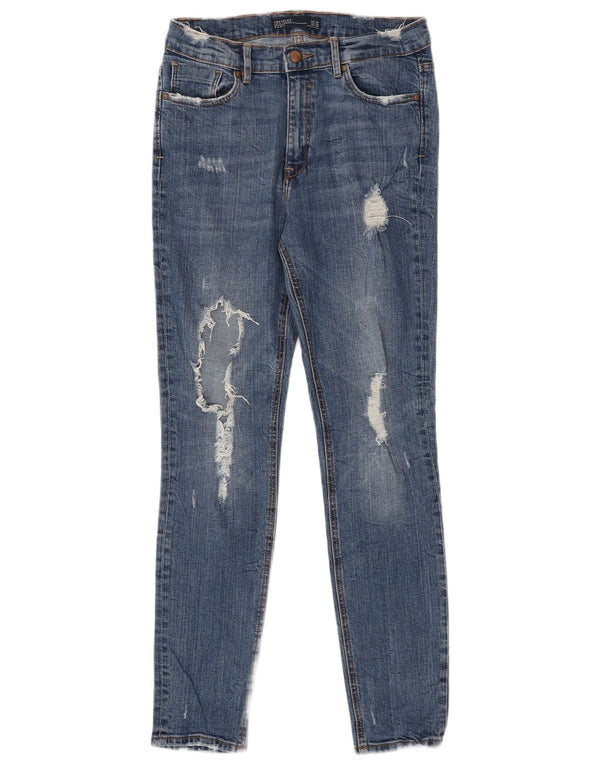 Blugi skinny distressed Trafaluc pentru femei Zara EU 38 Mici L28 L29 Albastru