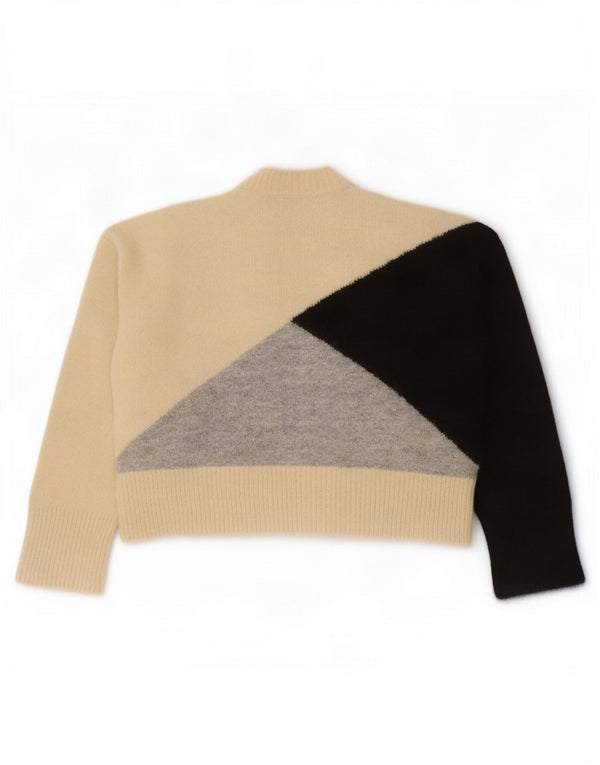 Pulover pentru femei cu gât țestoasă Zara UK 14 Medium Bej Colorblock