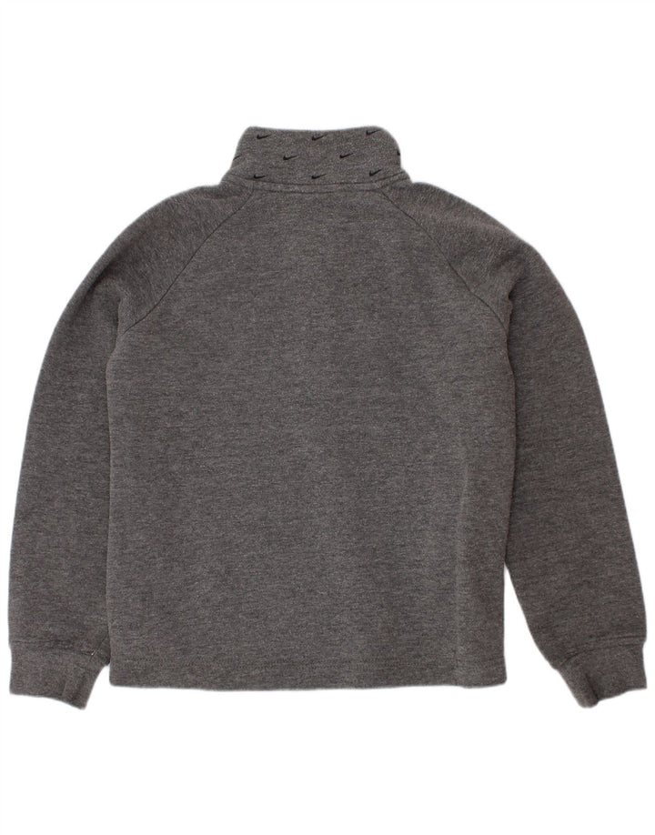 Pulover Nike pentru băieți, cu grafic, cu fermoar, cu gât, 5-6 ani, bumbac, gri mediu