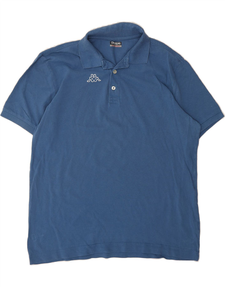 KAPPA Mens Graphic Polo Shirt 2XL Blue Cotton Vintage Kappa and Second-Hand Kappa from Messina Hembry 