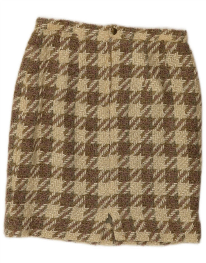 Fusta tricotată vintage pentru femei W26 mic maro Houndstooth