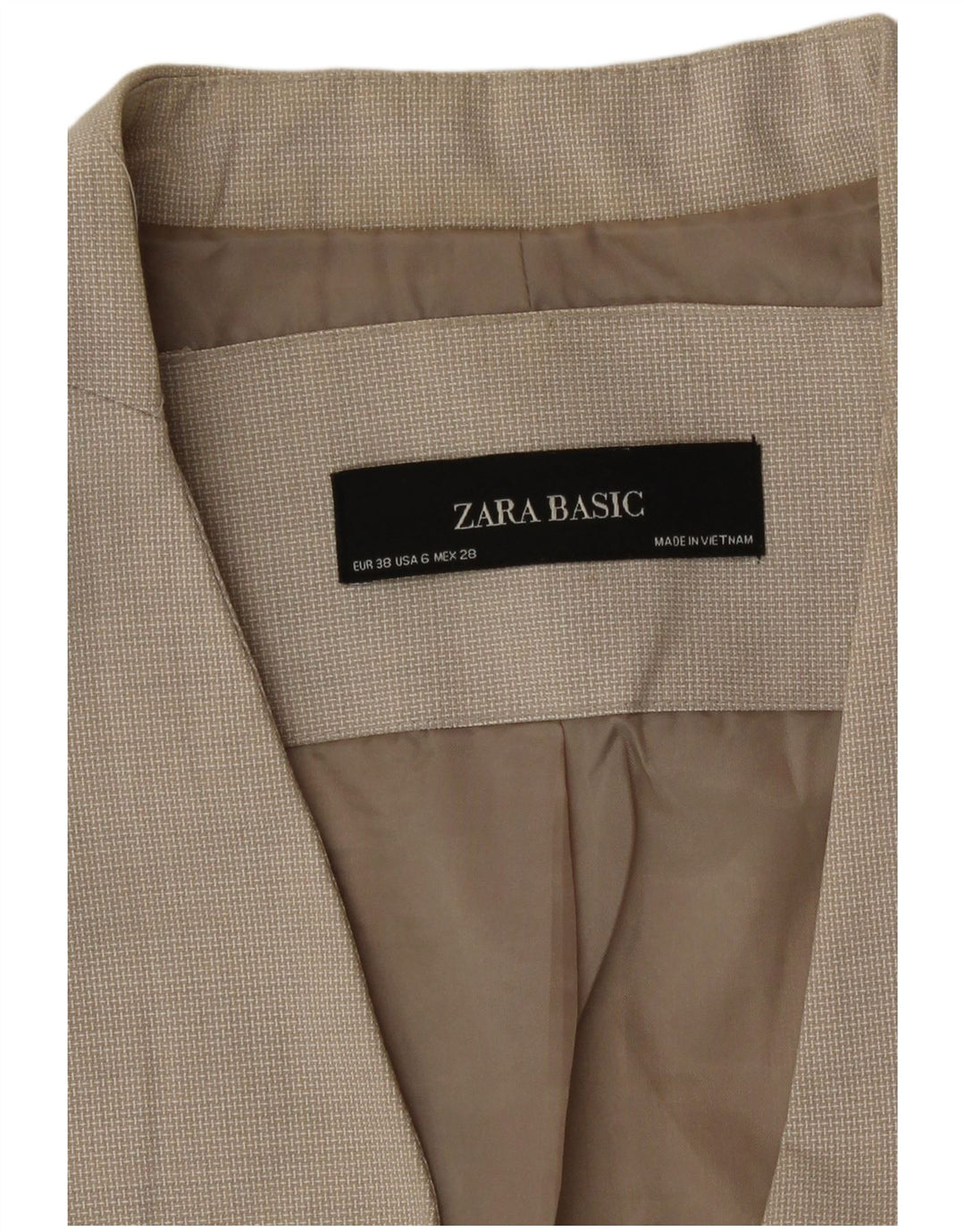 Jachetă Blazer Femei Zara 1 Buton EU 38 Mic Bej Houndstooth