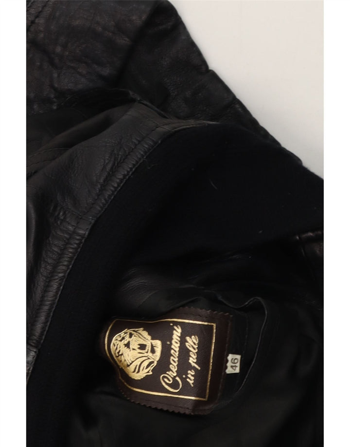 Geacă de piele vintage pentru femei IT 46, mare, neagră