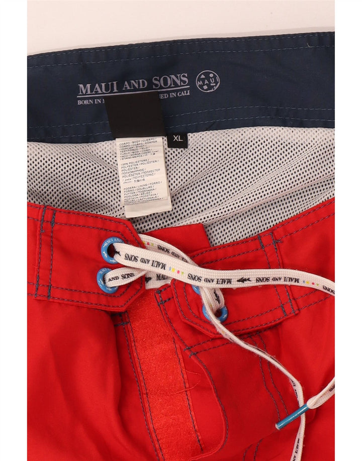 Pantaloni scurți de înot pentru bărbați Maui and Sons XL poliester color bloc roșu
