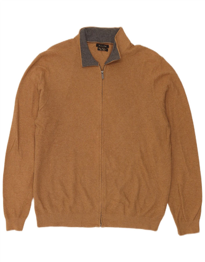 Pulover cardigan pentru bărbați MASSIMO DUTTI, bumbac maro mare