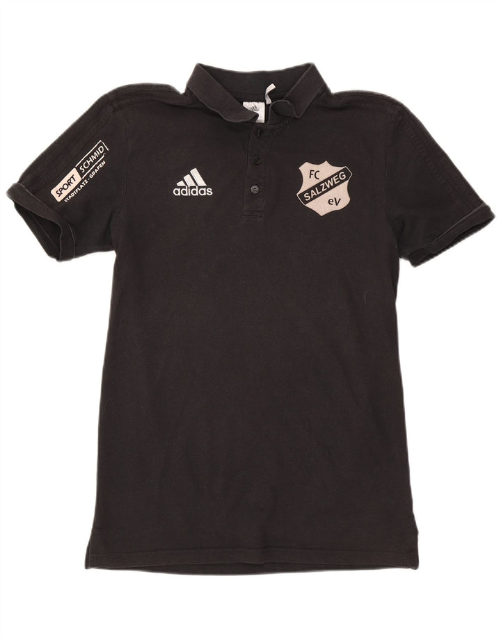 Tricou polo cu grafic pentru bărbați Adidas, bumbac mediu negru