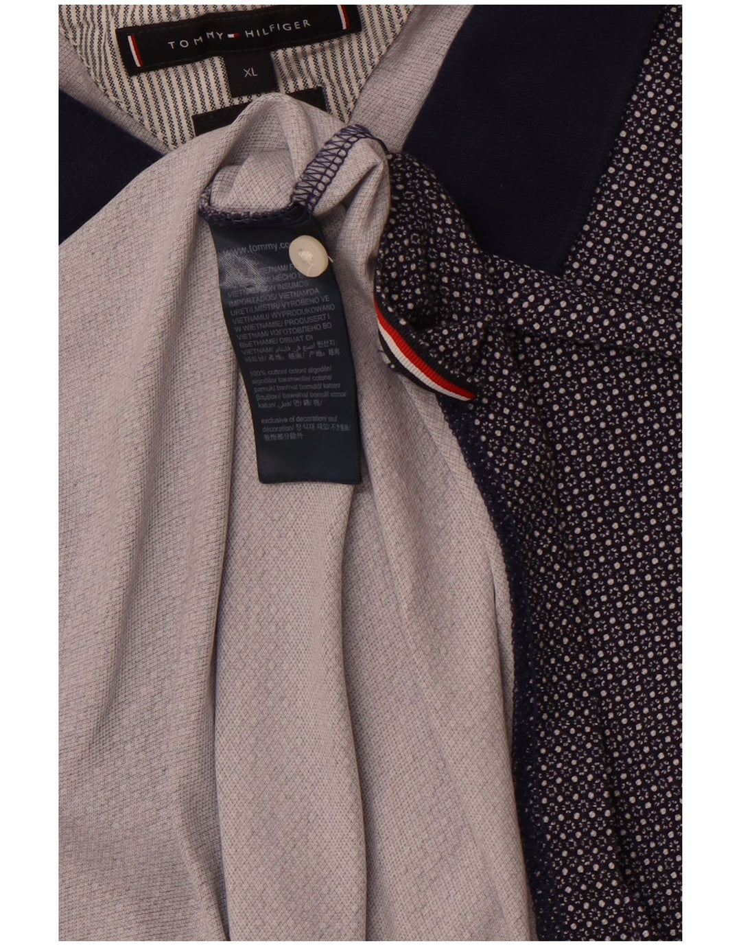 Tricou polo TOMMY HILFIGER pentru bărbați XL, bumbac cu pete, albastru marine