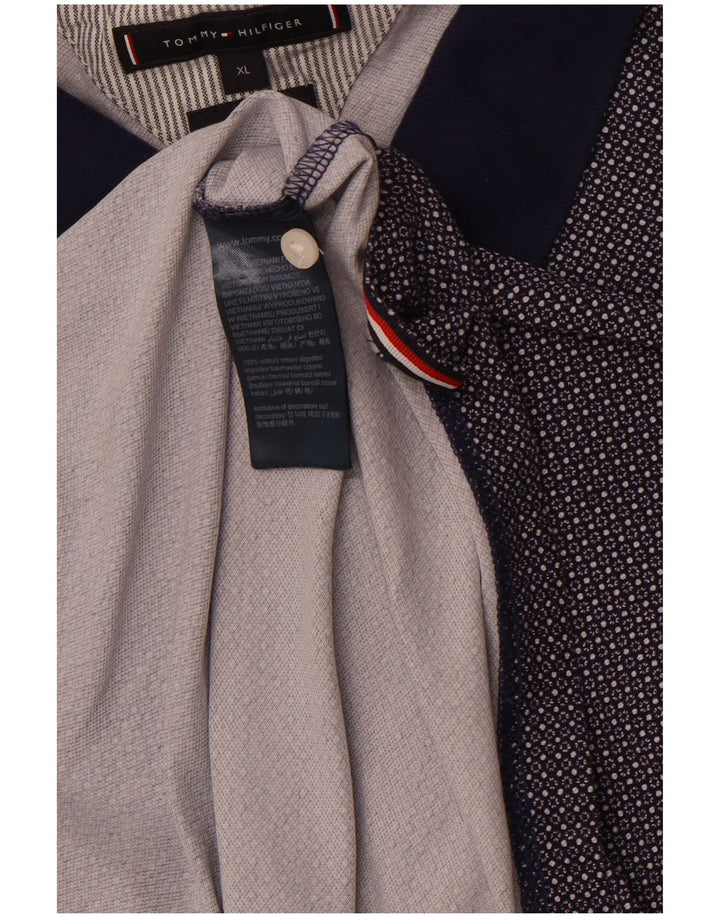 Tricou polo TOMMY HILFIGER pentru bărbați XL, bumbac cu pete, albastru marine