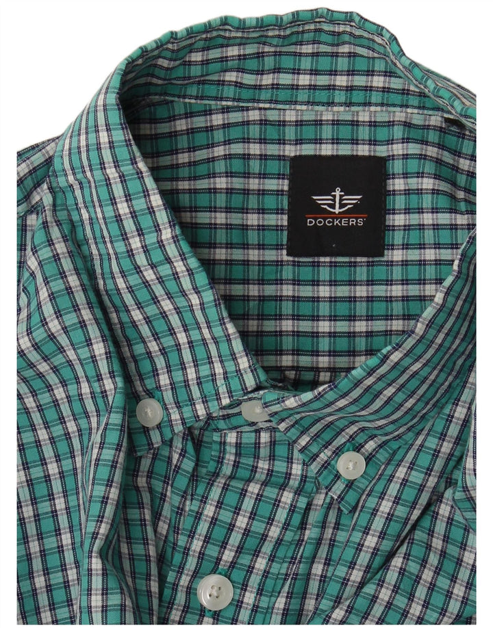 Cămașă de flanel Dockers pentru bărbați, verde mediu, carouri
