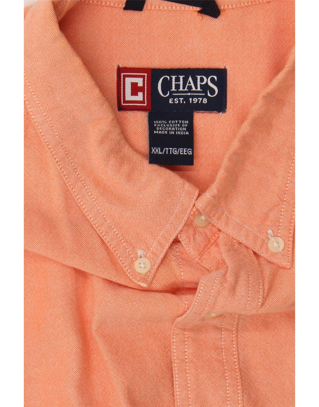 CHAPS Mens Shirt 2XL Orange Cotton Vintage Chaps and Second-Hand Chaps from Messina Hembry 