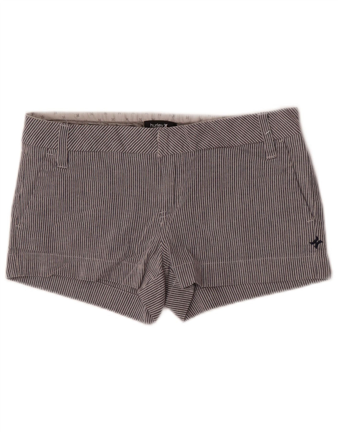 Pantaloni caldi Hurley pentru femei US 7 Medium W32 Bumbac cu dungi albastre