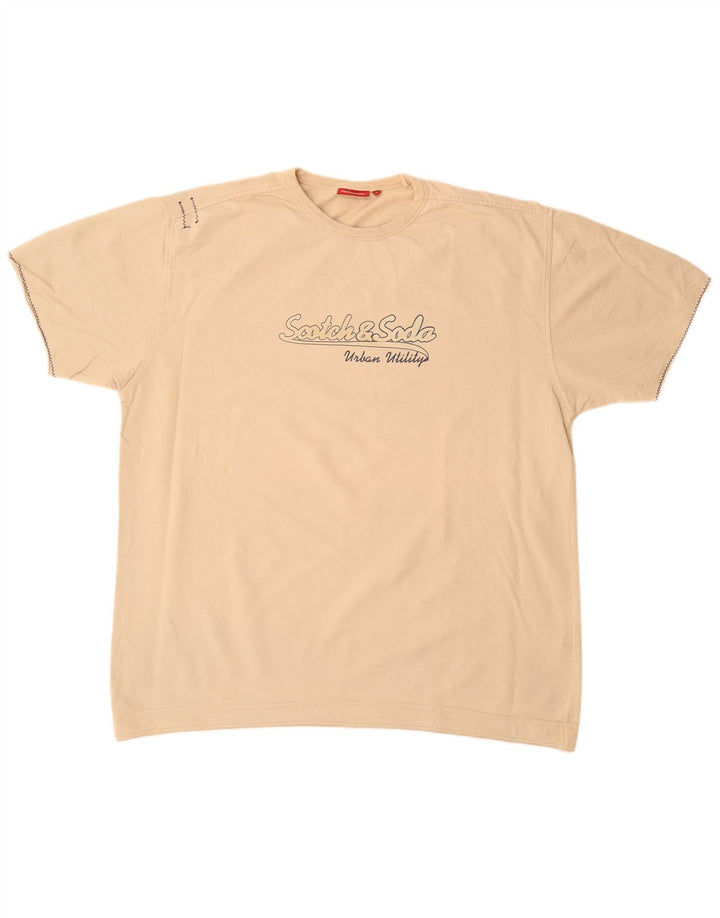 SCOTCH & SODA Hanorac cu mânecă scurtă pentru bărbați, XL, bej, bumbac