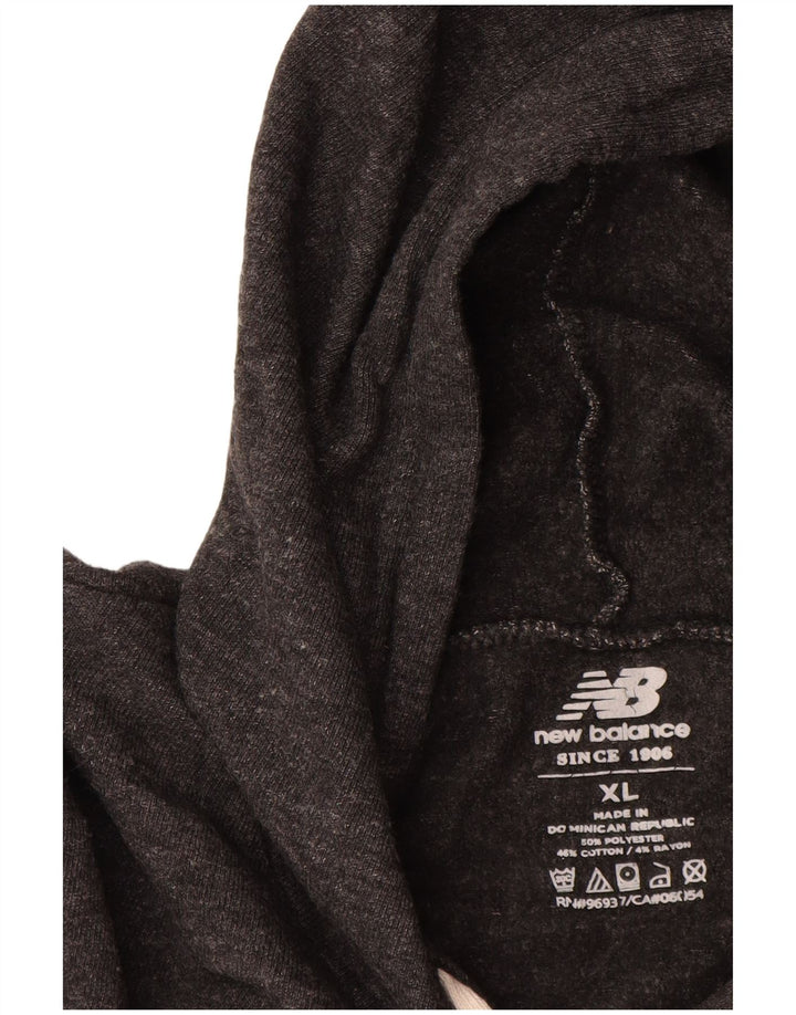 NEW BALANCE Mens Graphic Short Sleeve Hoodie Jumper XL Grey Polyester